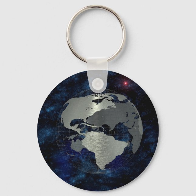 Metal Global Map Keychain (Front)