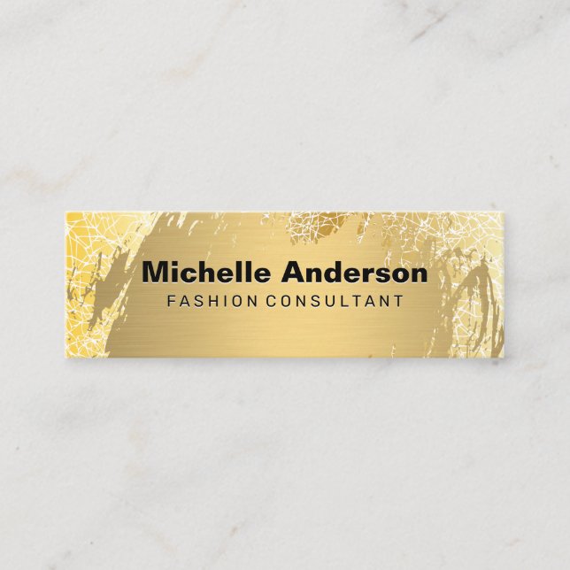 Metal Gold Brushed | Gold Texture Background Mini Business Card (Front)