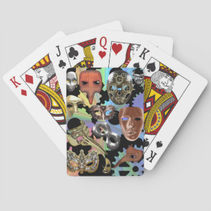 metal gold silver masquerade steampunk masks poker cards