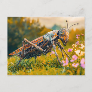 Metal Grasshopper Garden Sculpture Postcard