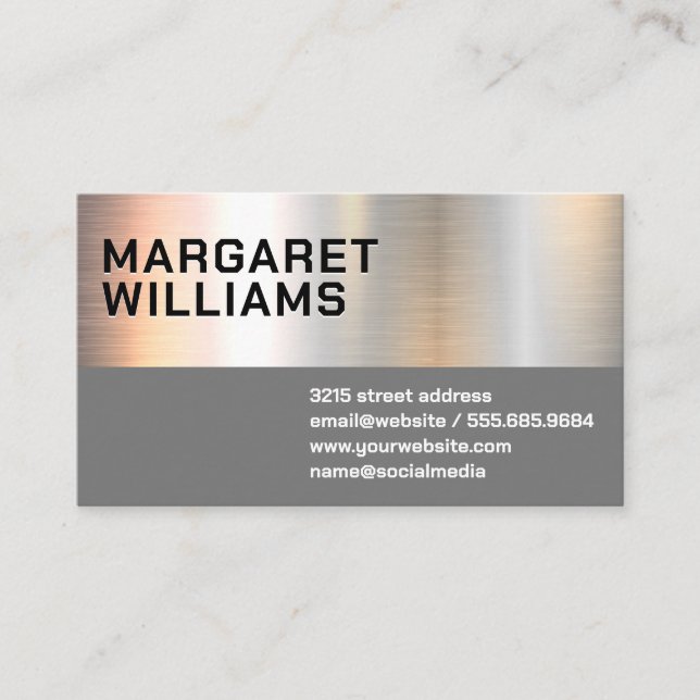 Metal | Gray Business Card (Front)