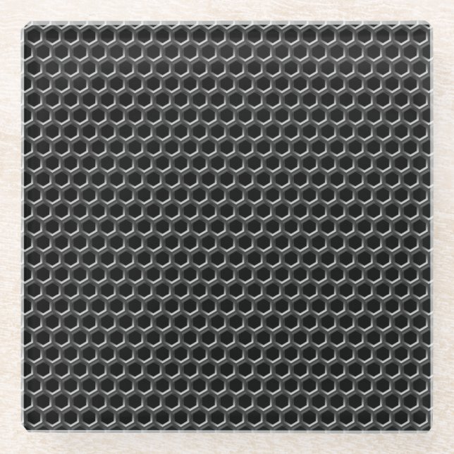 Metal grid pattern - background glass coaster (Front)