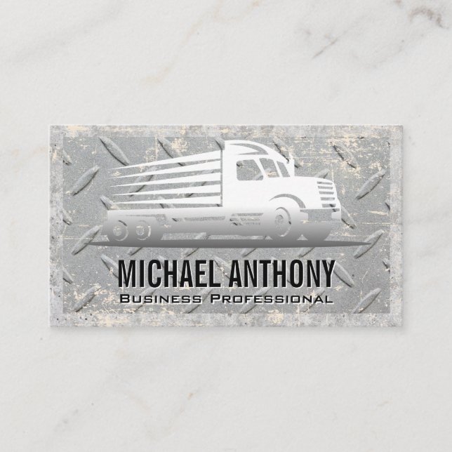 Metal Grid Pattern | Grunge | Semi Truck Business Card (Front)