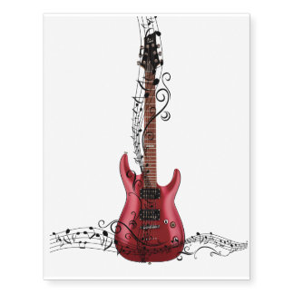 Metal guitar temporary tattoos