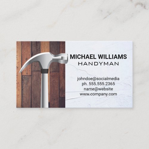 Metal Hammer  Handyman  Wood and Spackled Business Card