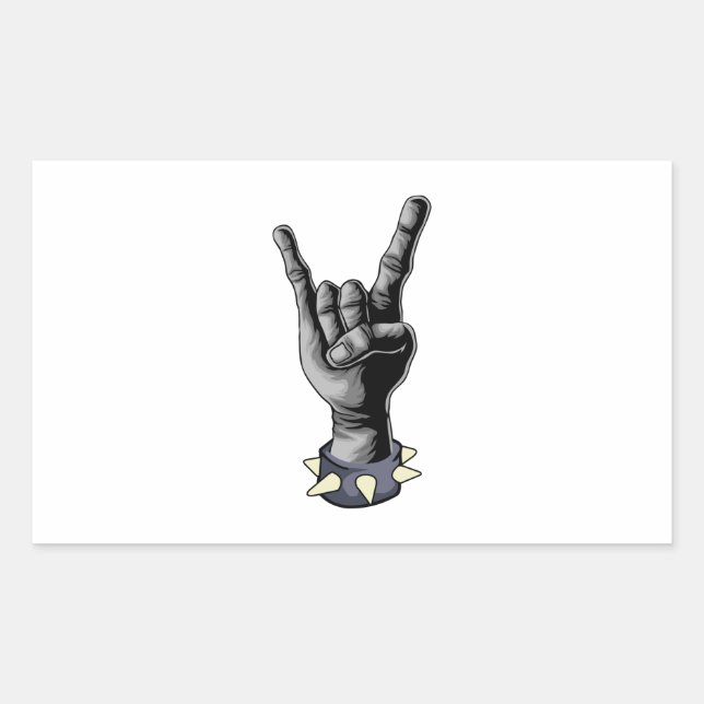 Metal Hand Devil Horns Heavy Metal Rectangular Sticker (Front)