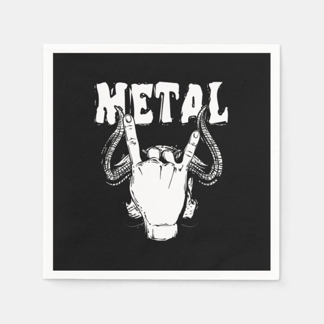 Metal Hand Sign Metalcore Heavy Metal Hard Rock Mu Napkins (Front)