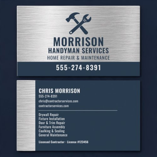 Metal Handyman Carpenter Construction Tools Business Card