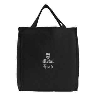Metal Head Embroidered Tote Bag