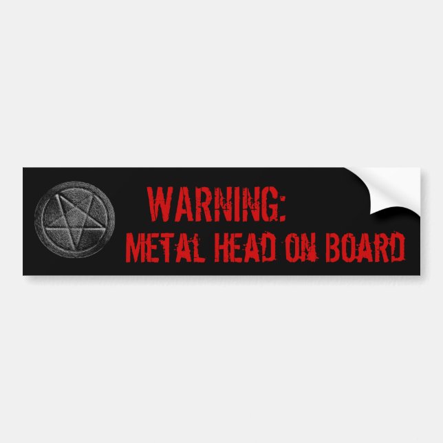 Metal Head on Board Bumper Sticker (Front)