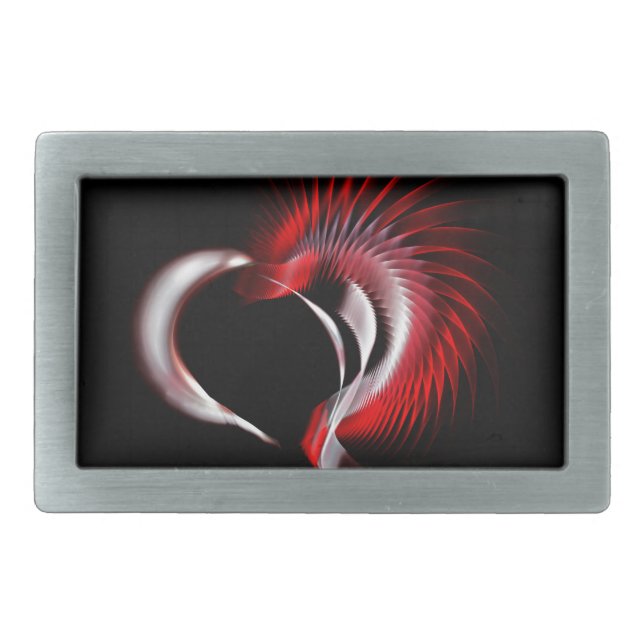 Metal Heart Rectangular Belt Buckle (Front)