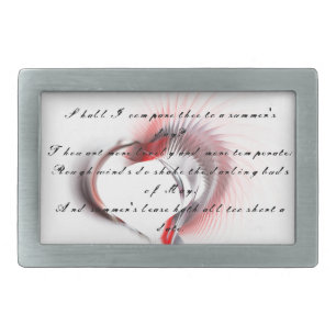 Metal Heart with Shakespeare's sonnet 18 Belt Buckle