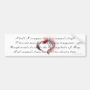 Metal Heart with Shakespeare's sonnet 18 Bumper Sticker