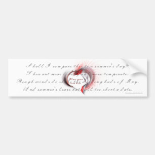 Metal Heart with Shakespeare's sonnet 18 Bumper Sticker