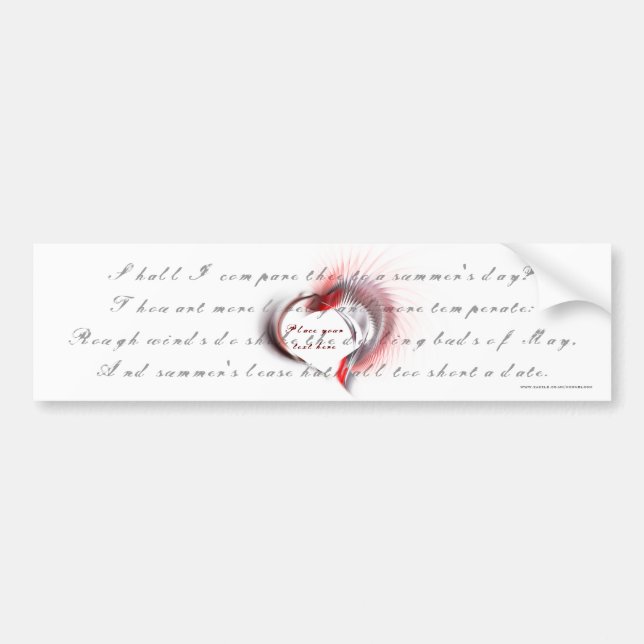 Metal Heart with Shakespeare's sonnet 18 Bumper Sticker (Front)