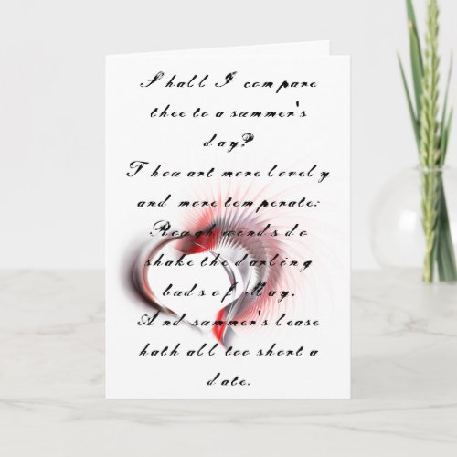 Metal Heart with Shakespeares sonnet 18 Card