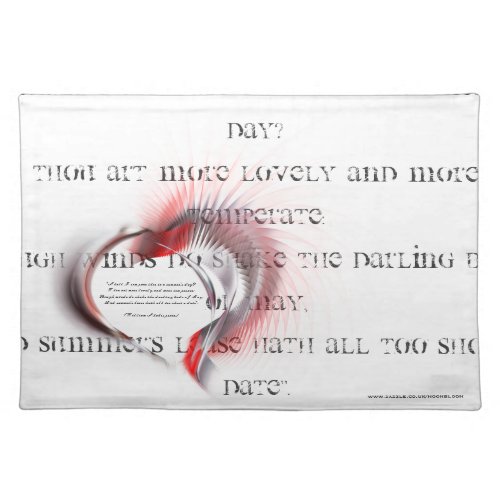 Metal Heart with Shakespeares sonnet 18 Cloth Placemat