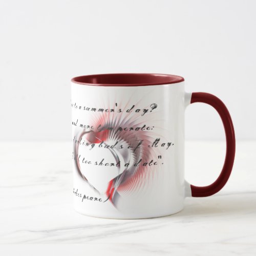 Metal Heart with Shakespeares sonnet 18 Coffee Mu Mug