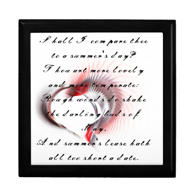 Metal Heart with Shakespeare's sonnet 18 Keepsake Box (Front)