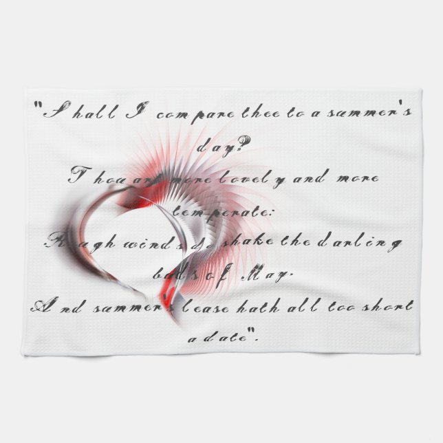 Metal Heart with Shakespeare's sonnet 18 Kitchen Towel (Horizontal)