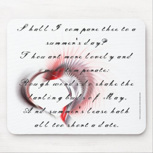 Metal Heart with Shakespeares sonnet 18 Mouse Pad