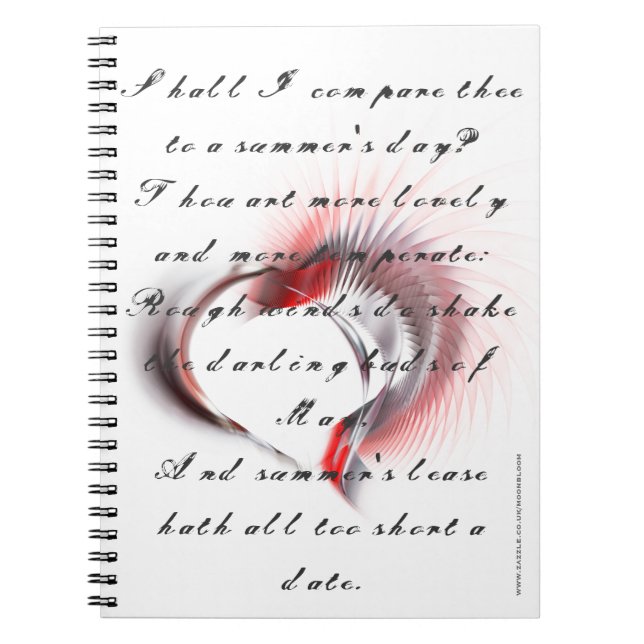 Metal Heart with Shakespeare's sonnet 18 Notebook (Front)