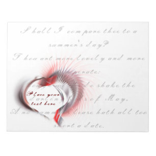 Metal Heart with Shakespeare's sonnet 18 Notepad