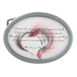 Metal Heart with Shakespeare's sonnet 18 Oval Belt Buckle