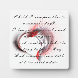 Metal Heart with Shakespeare's sonnet 18 Plaque