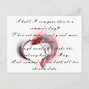 Metal Heart with Shakespeare's sonnet 18 Postcard
