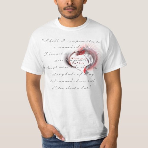 Metal Heart with Shakespeares sonnet 18 T_Shirt