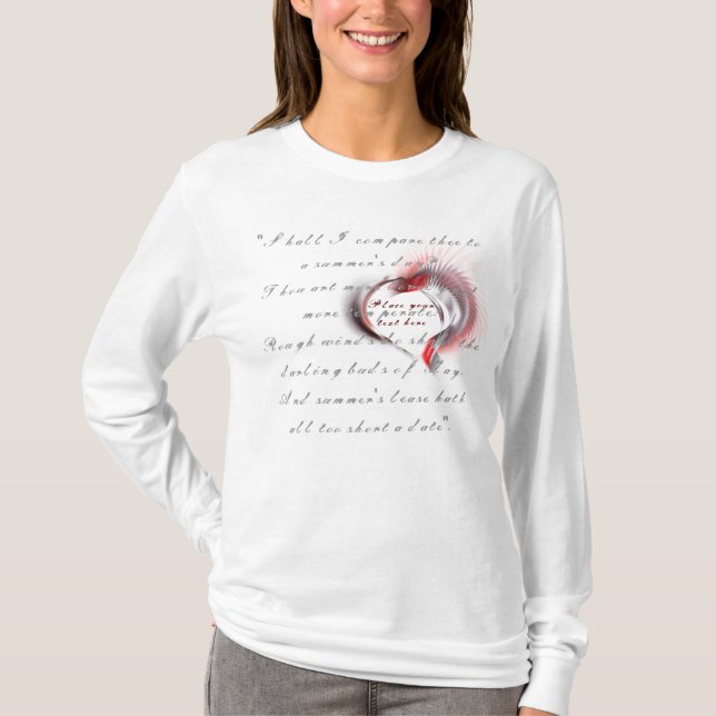 Metal Heart with Shakespeare's sonnet 18 T-Shirt (Front)