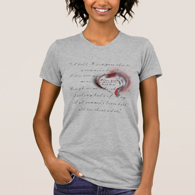 Metal Heart with Shakespeare's sonnet 18 T-Shirt (Front)