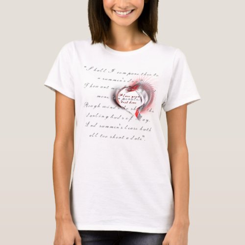 Metal Heart with Shakespeares sonnet 18 T_Shirt