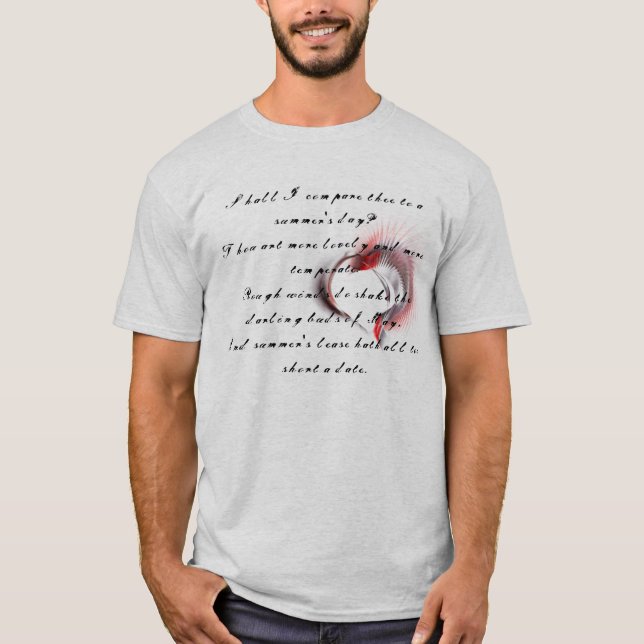 Metal Heart with Shakespeare's sonnet 18 T-Shirt (Front)