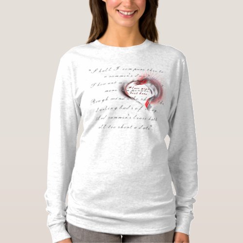 Metal Heart with Shakespeares sonnet 18 T_Shirt