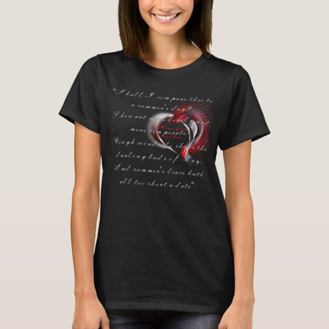 Metal Heart with Shakespeare's sonnet 18 T-Shirt (Front)