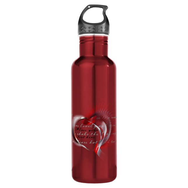 Metal Heart with Shakespeare's sonnet 18 Water Bottle (Front)