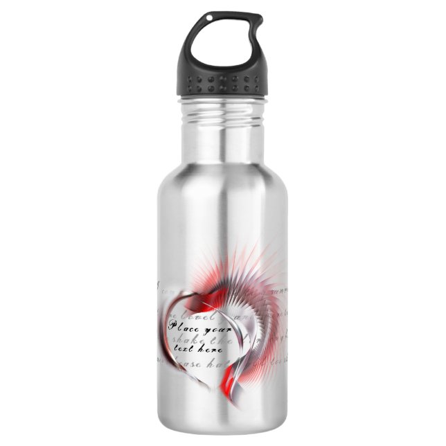 Metal Heart with Shakespeare's sonnet 18 Water Bottle (Front)