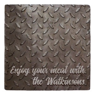 Metal inspired loft industrial decor custom name trivet