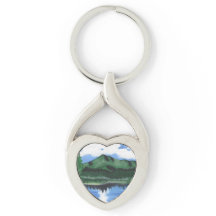 Metal Keychain Mt Tamalpais Painting and Lake