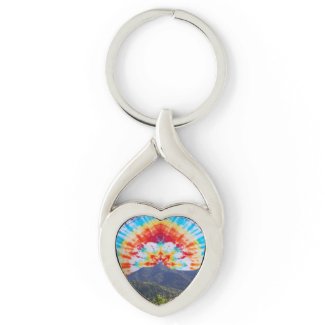 Metal Keychain Tie-Dye Mt Tamalpais Sky Design