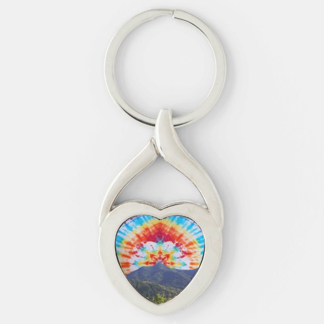 Metal Keychain Tie-Dye Mt Tamalpais Sky Design (Front)