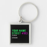 Your Name Street  Metal Keychains