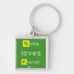 'Nolla 
 loves
 Popcat'  Metal Keychains