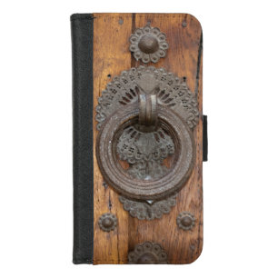 Metal Knocker on Old Wooden Door iPhone 8/7 Wallet Case