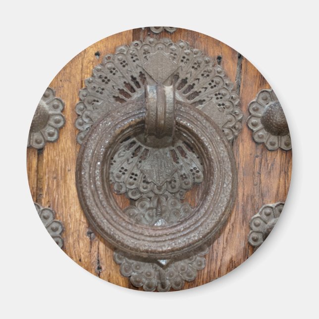 Metal Knocker on Old Wooden Door Magnet (Front)