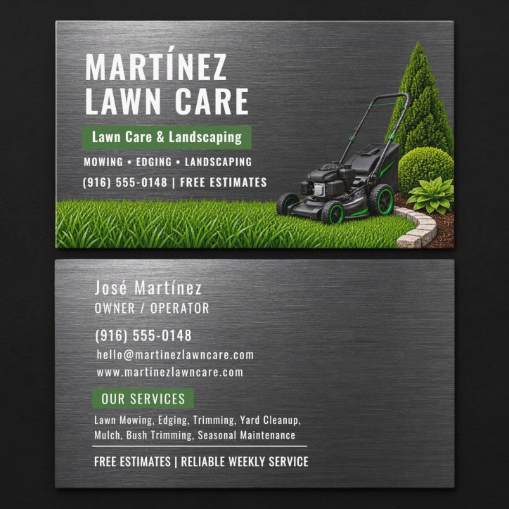 Metal Lawn Care Landscaping Professional Business Card