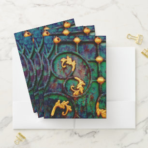 Metal Leaves Pocket Folder
