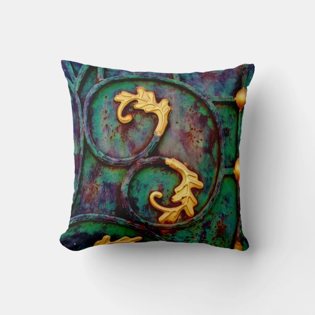 Metal Leaves Throw Pillow (Front)